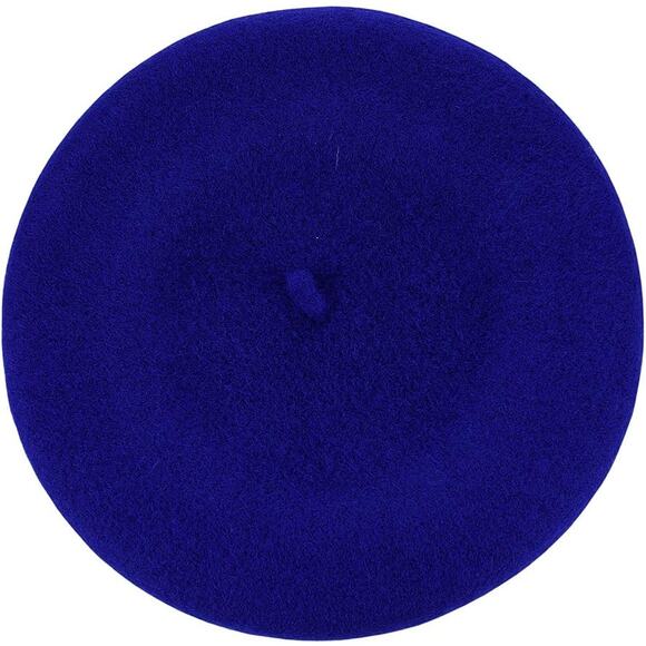 Vibrant Royal Blue Wool Beret for Women and Teens - Stylish Fashion Accessory - Picture 2 of 2
